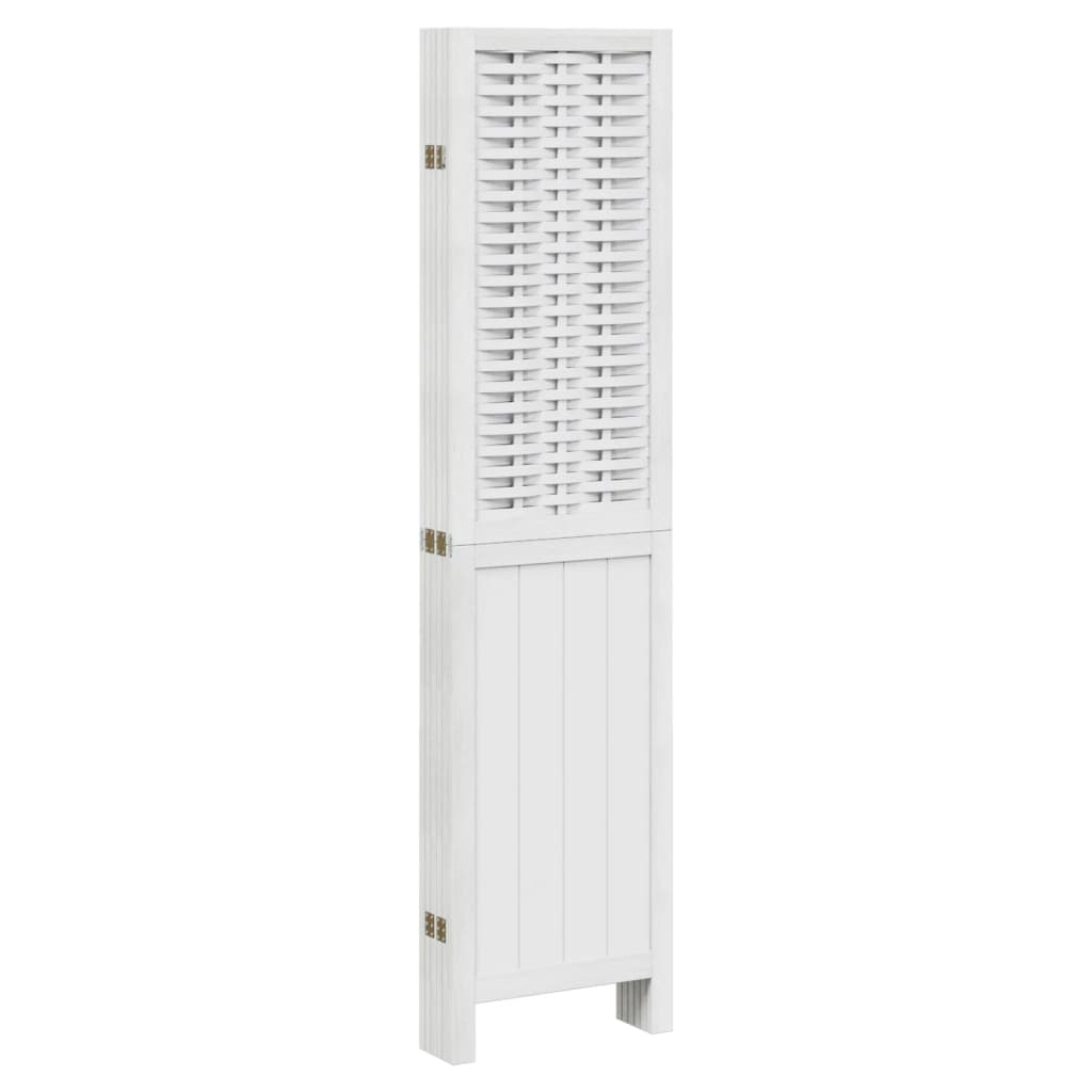 6-Panel Solid Wood Room Divider, White Paulownia Design