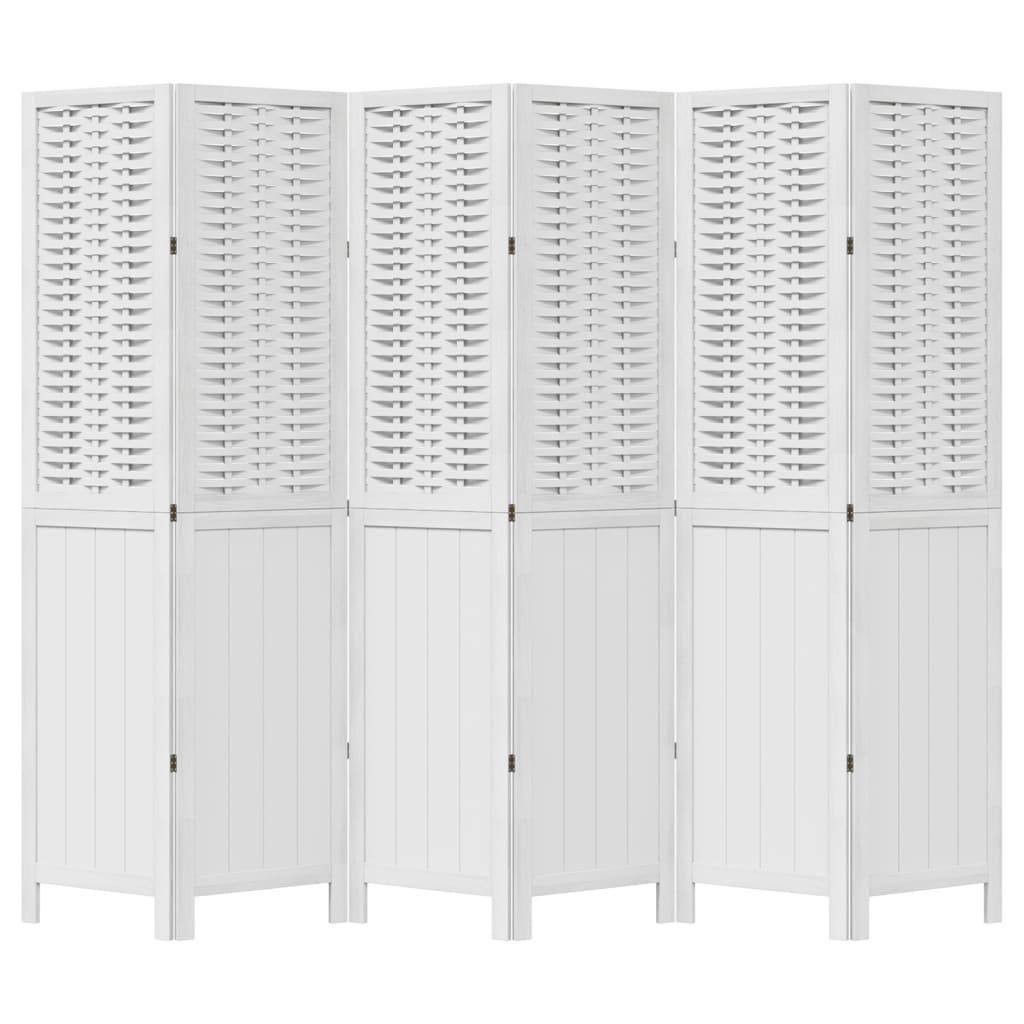 White Solid Wood Paulownia Room Divider – 6 Panels