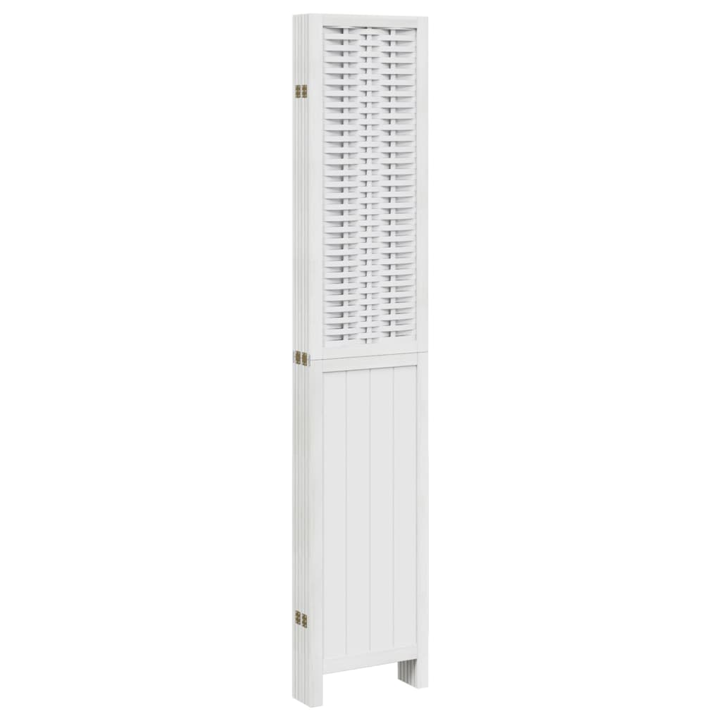 White Solid Wood Room Divider - 6 Panels, Paulownia Wood