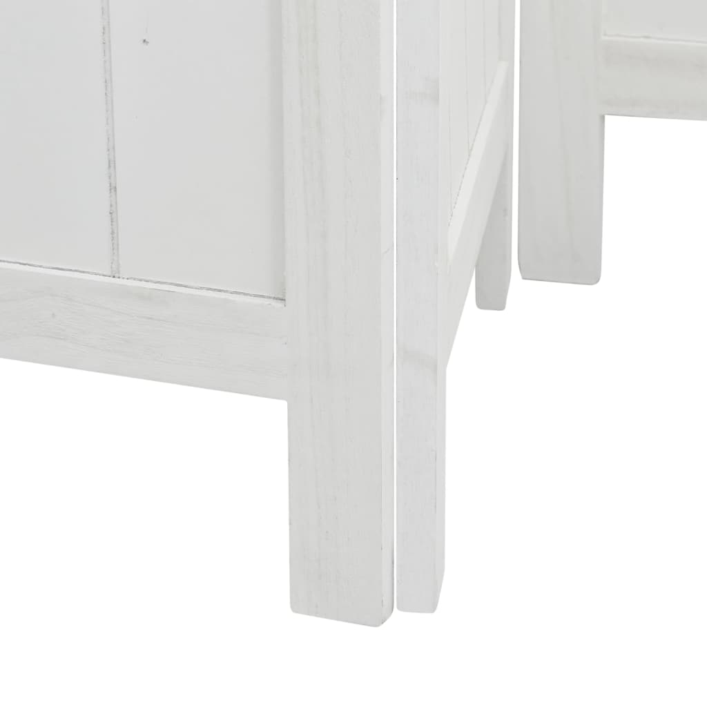 White Solid Wood Room Divider - 6 Panels, Paulownia Wood