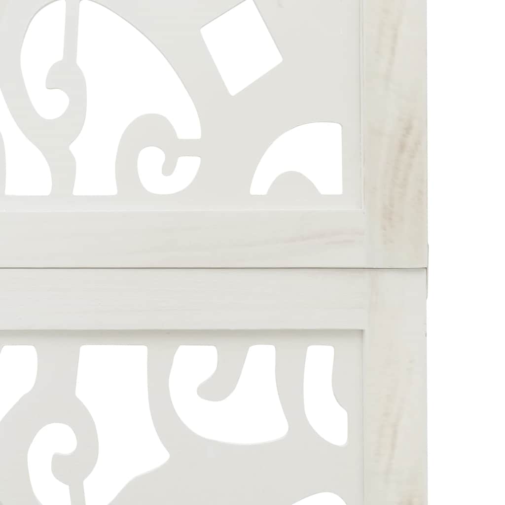White Solid Wood Room Divider - 4 Panels in Paulownia