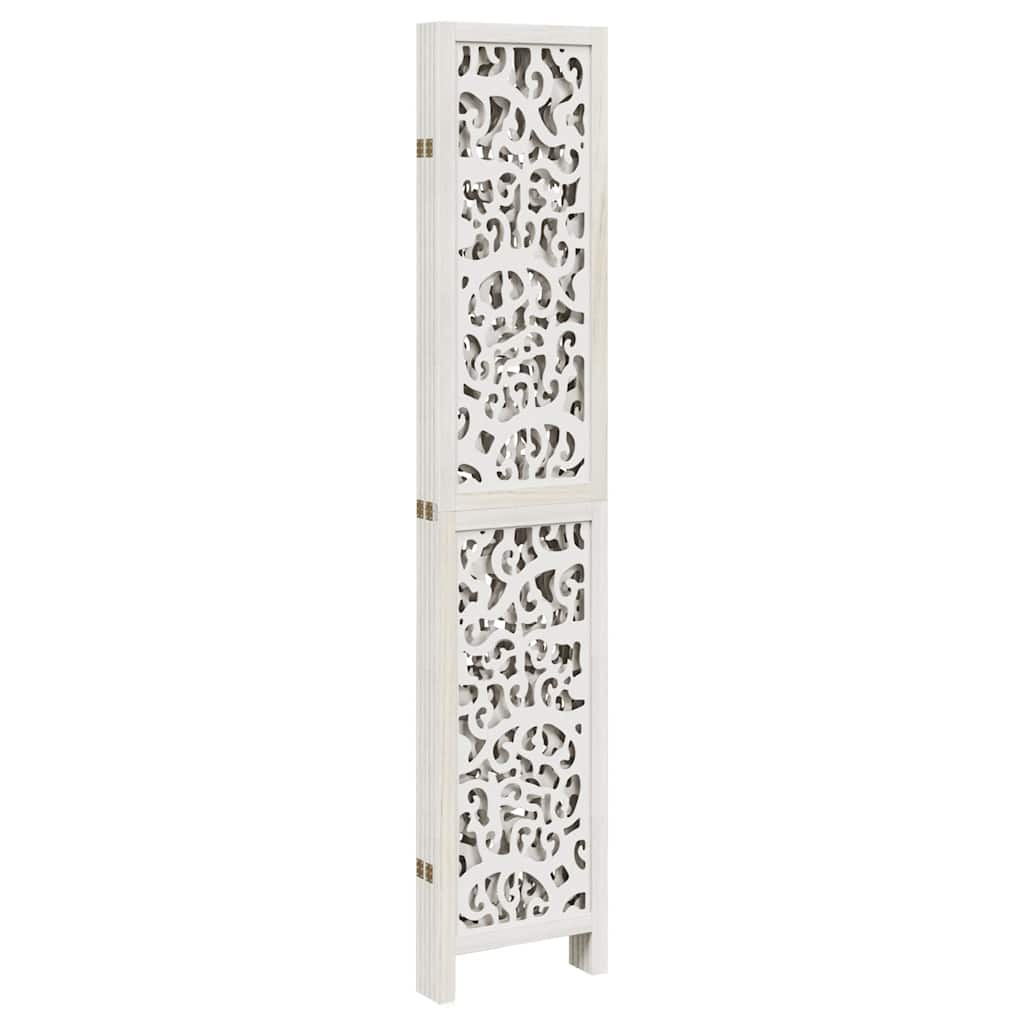 White Solid Wood 5-Panel Room Divider - Paulownia Elegance