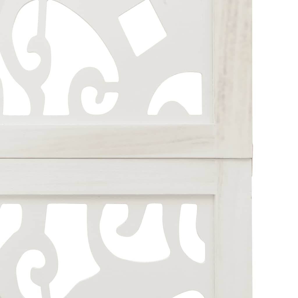 White Solid Wood 5-Panel Room Divider - Paulownia Elegance