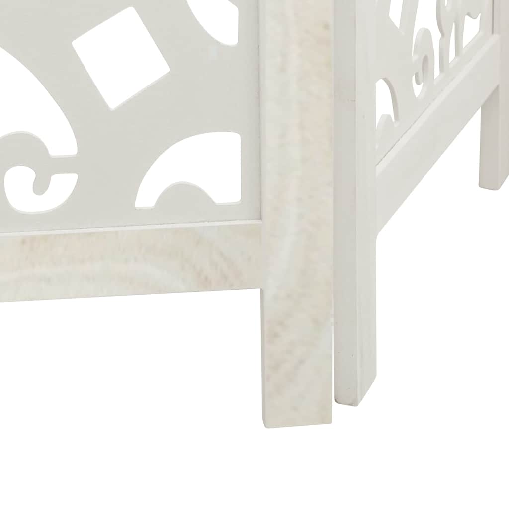 White Solid Wood 5-Panel Room Divider - Paulownia Elegance