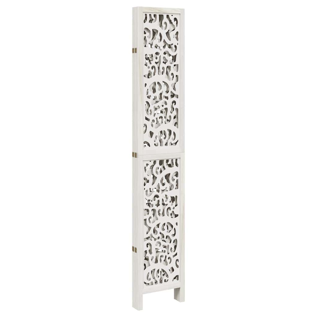 Stylish 5-Panel Room Divider in White Solid Wood Paulownia