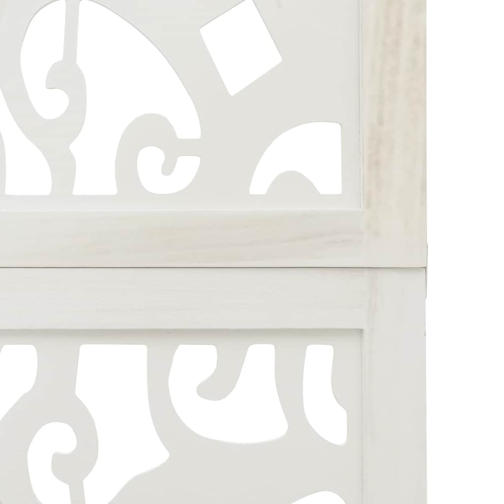 Stylish 5-Panel Room Divider in White Solid Wood Paulownia