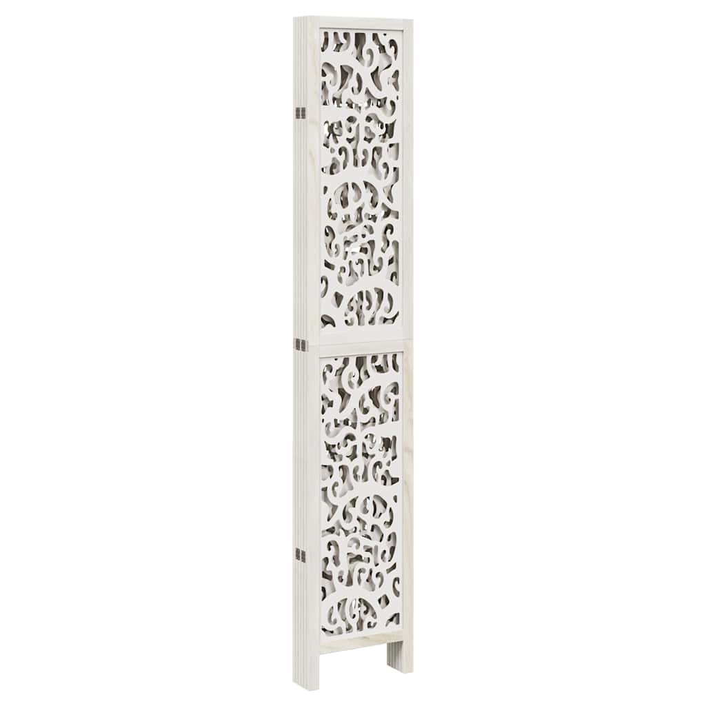 Room Divider 6 Panels White Solid Wood Paulownia
