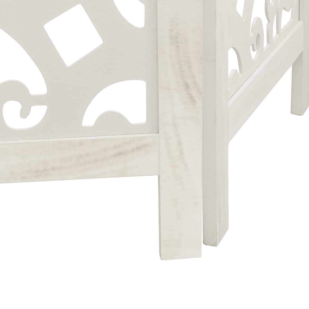 Room Divider 6 Panels White Solid Wood Paulownia