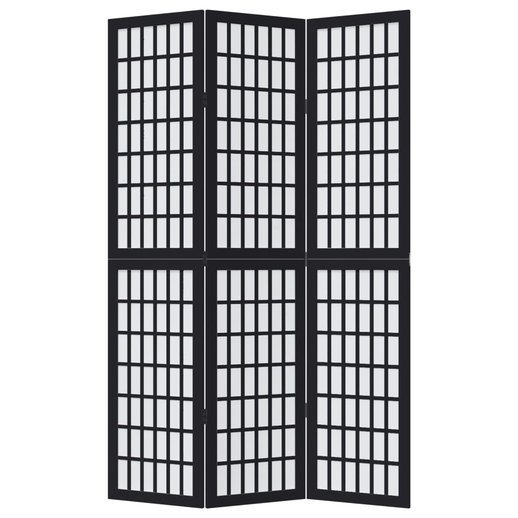 Elegant Black Paulownia Wood Room Divider - 3 Panel Design
