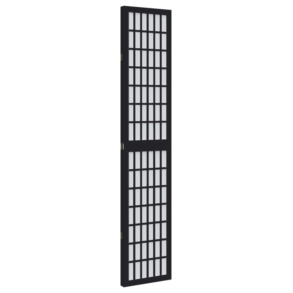 Black Solid Wood 3-Panel Room Divider | Paulownia Elegance