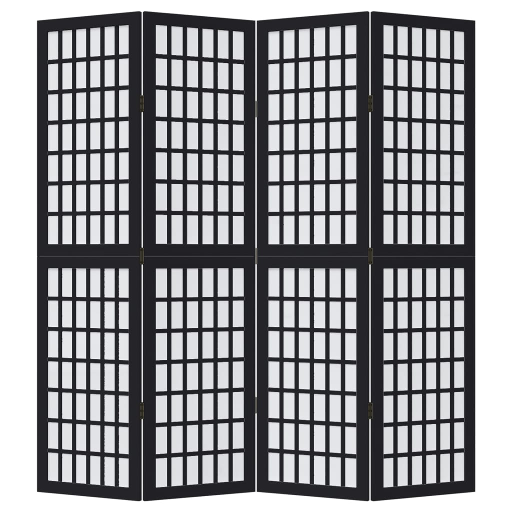 Elegant Black Paulownia Wood Room Divider - 4 Panels