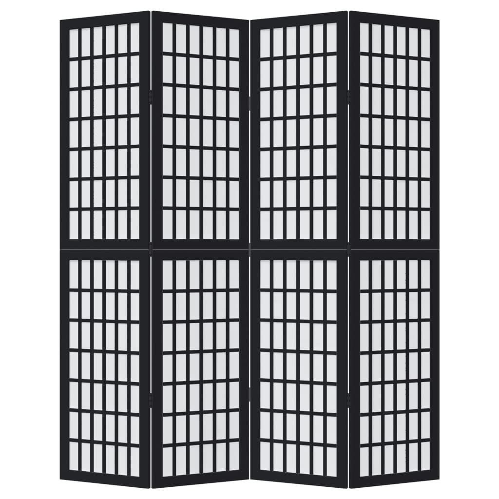 Elegant Black Paulownia Wood Room Divider - 4 Panels