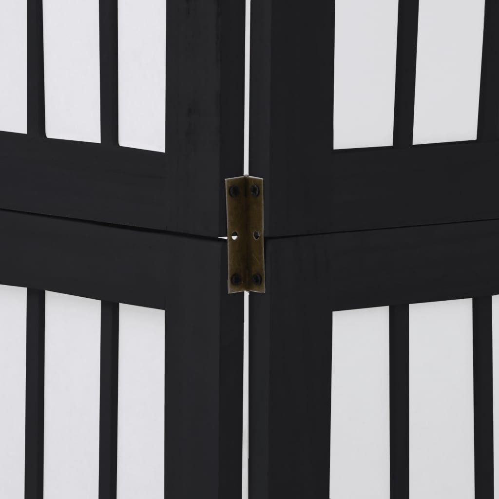 Elegant Black Paulownia Wood Room Divider - 4 Panels