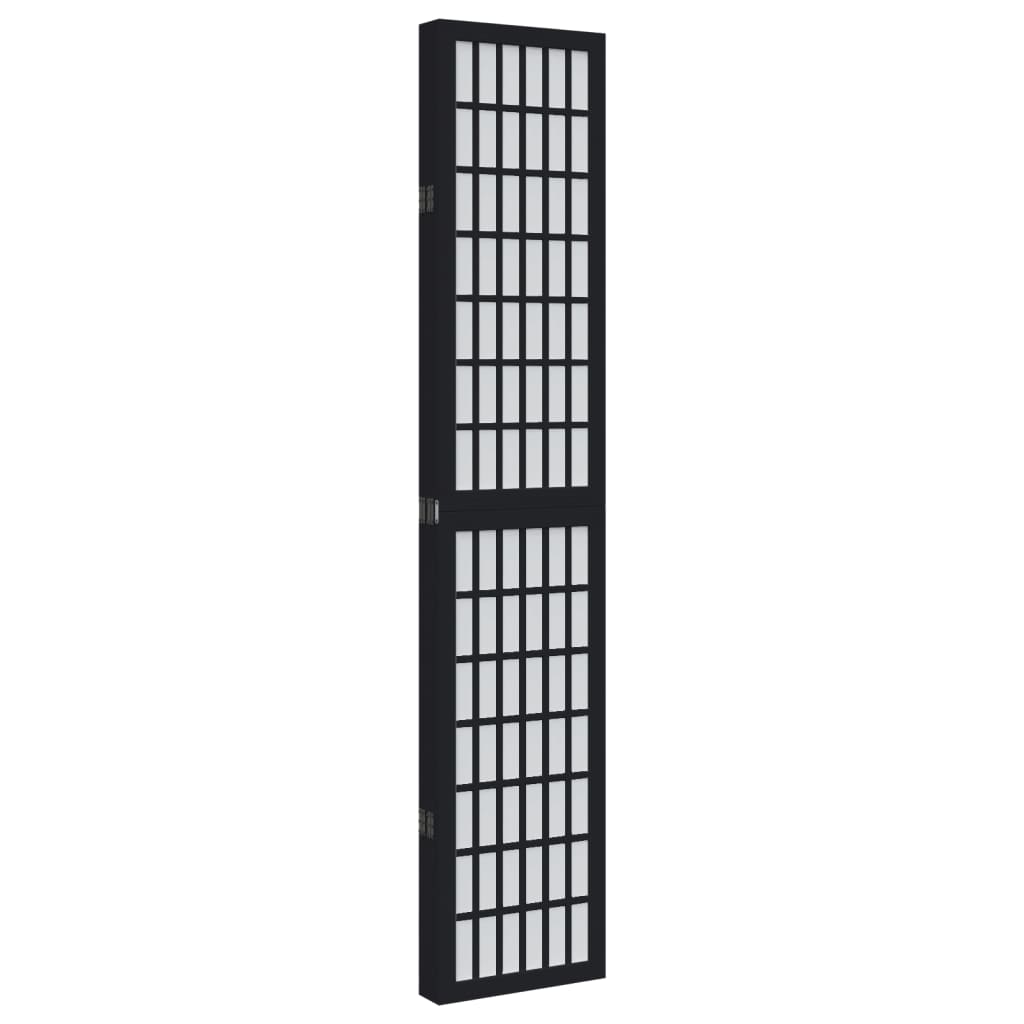 Elegant Black Solid Wood Room Divider - 5 Panels Paulownia