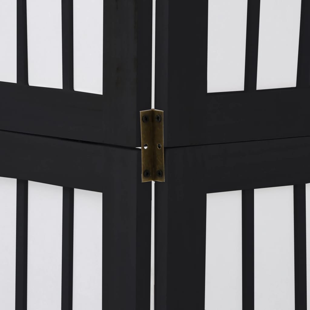Black Solid Wood 6-Panel Room Divider - Paulownia Elegance