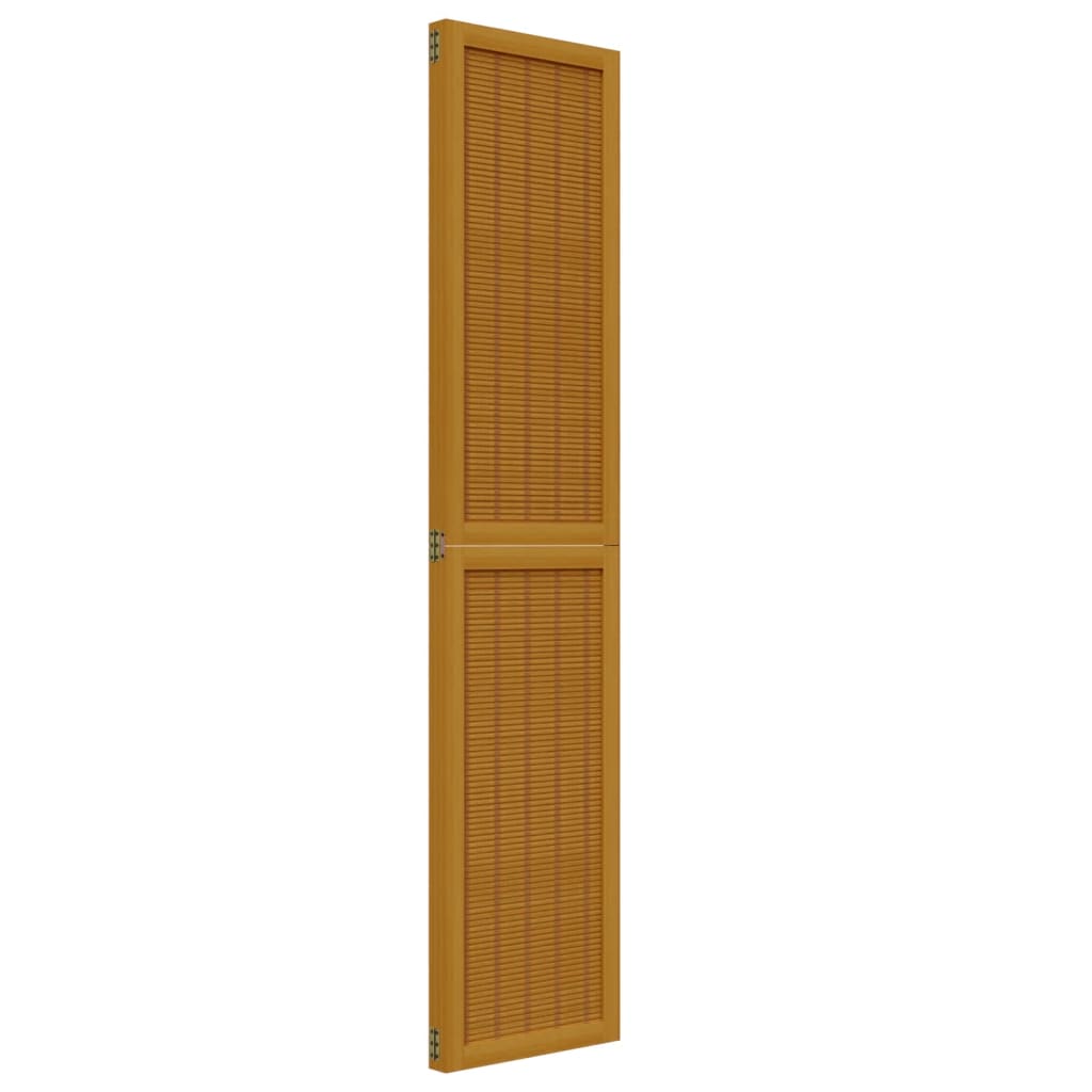 Brown Solid Wood 3-Panel Room Divider - Paulownia Elegance