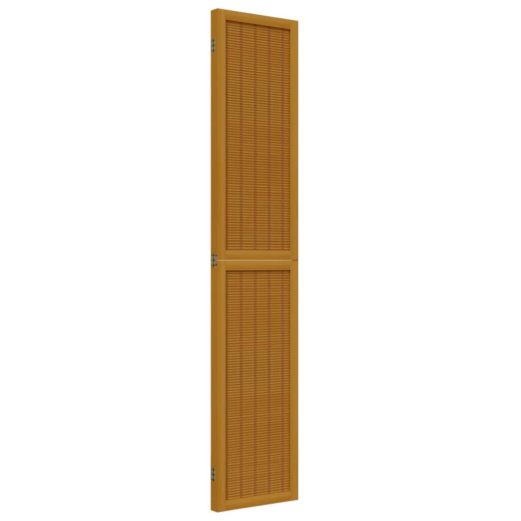 Brown Solid Wood 3-Panel Room Divider - Paulownia Elegance