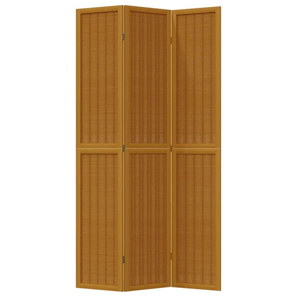 3-Panel Brown Solid Wood Room Divider - Paulownia Elegance