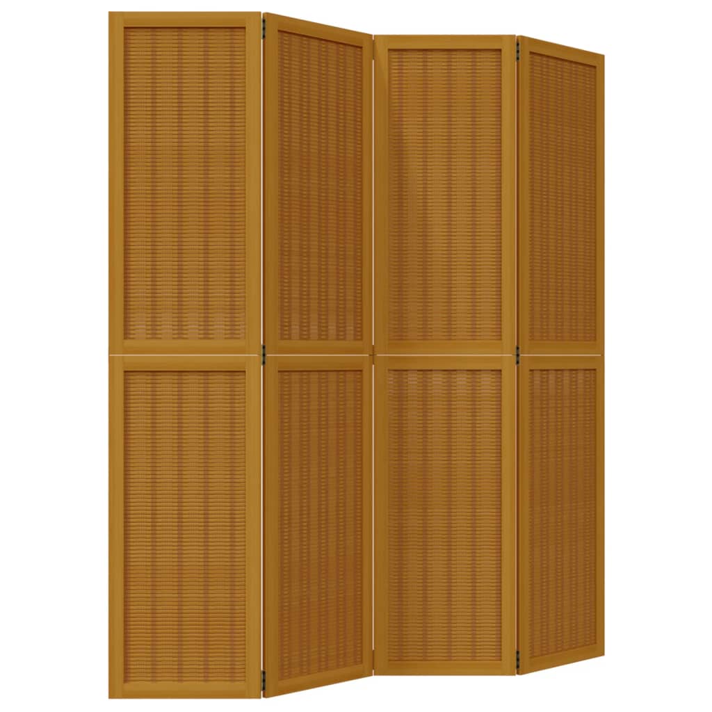 Brown Solid Wood Room Divider, 4 Panels - Paulownia
