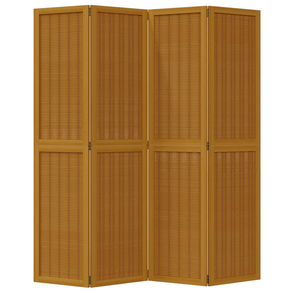 Brown Solid Wood Room Divider, 4 Panels - Paulownia