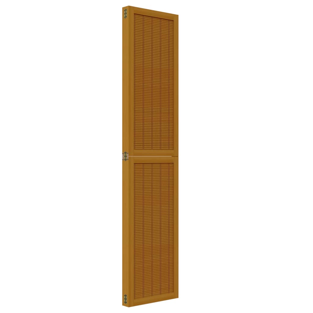 Brown Solid Wood Room Divider, 4 Panels - Paulownia