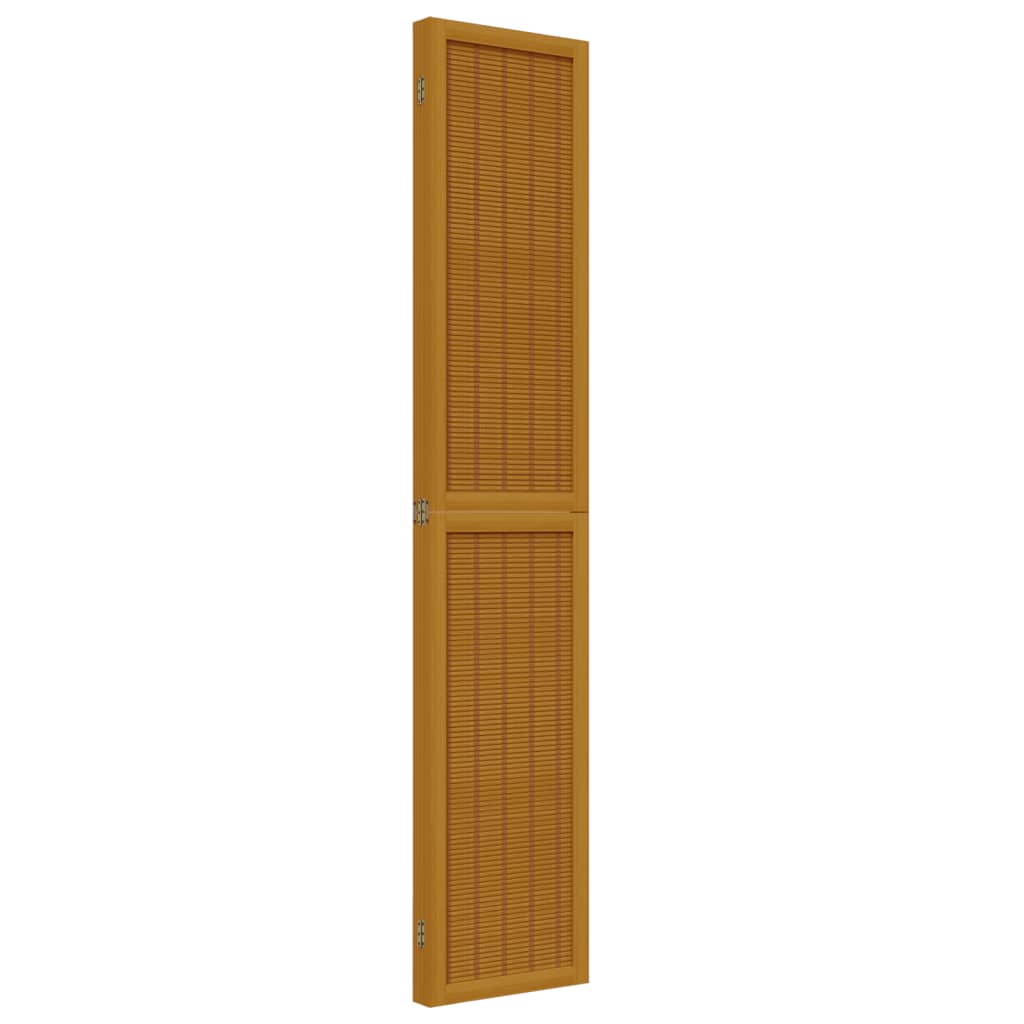 4-Panel Room Divider in Brown Solid Wood (Paulownia)