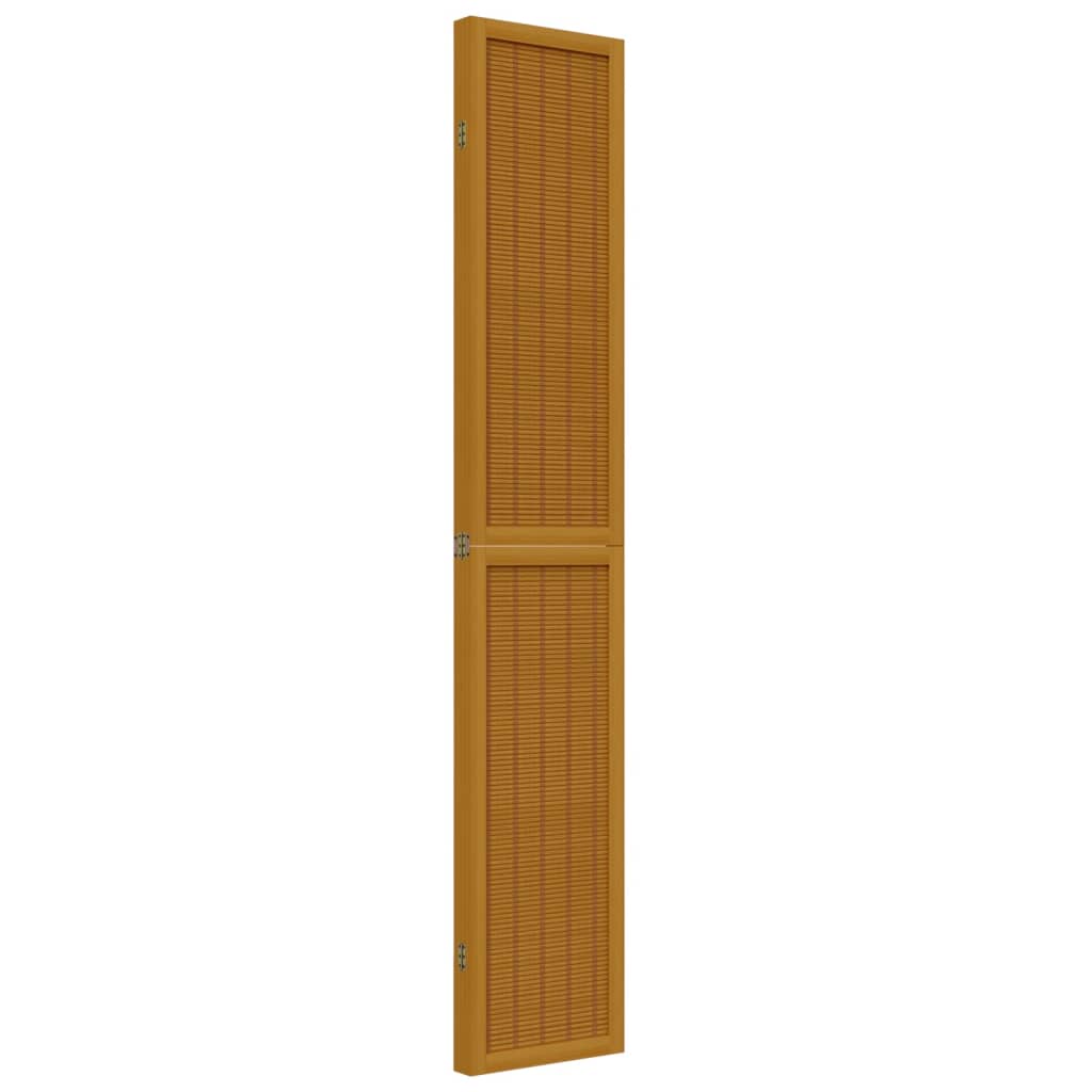 Brown Solid Wood 4-Panel Room Divider - Paulownia Elegance