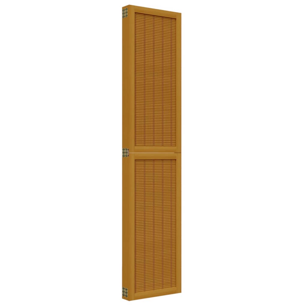 5-Panel Room Divider in Brown Solid Paulownia Wood