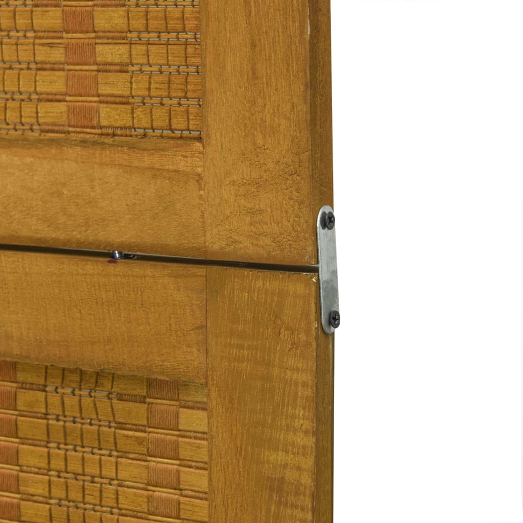 5-Panel Room Divider in Brown Solid Paulownia Wood