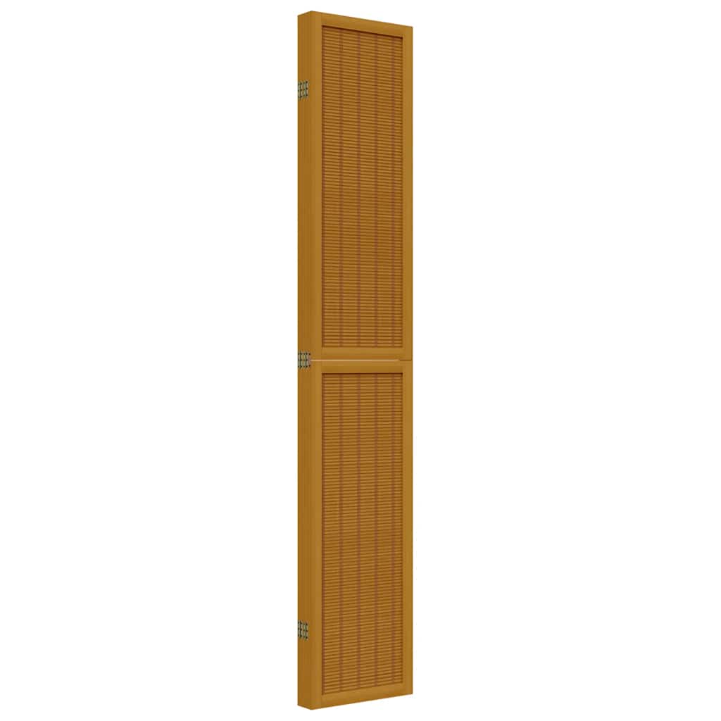 5-Panel Room Divider in Brown Solid Wood Paulownia