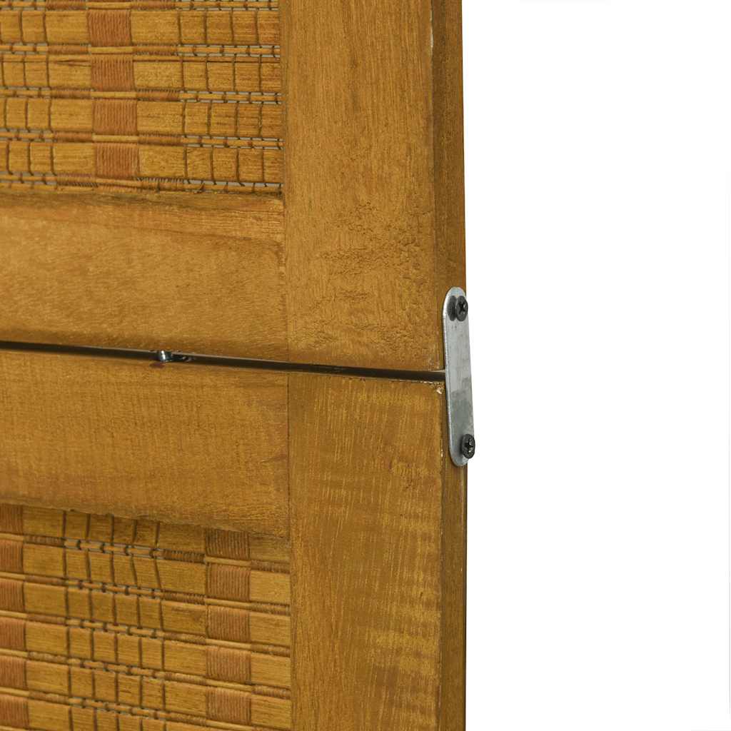 5-Panel Room Divider in Brown Solid Wood Paulownia