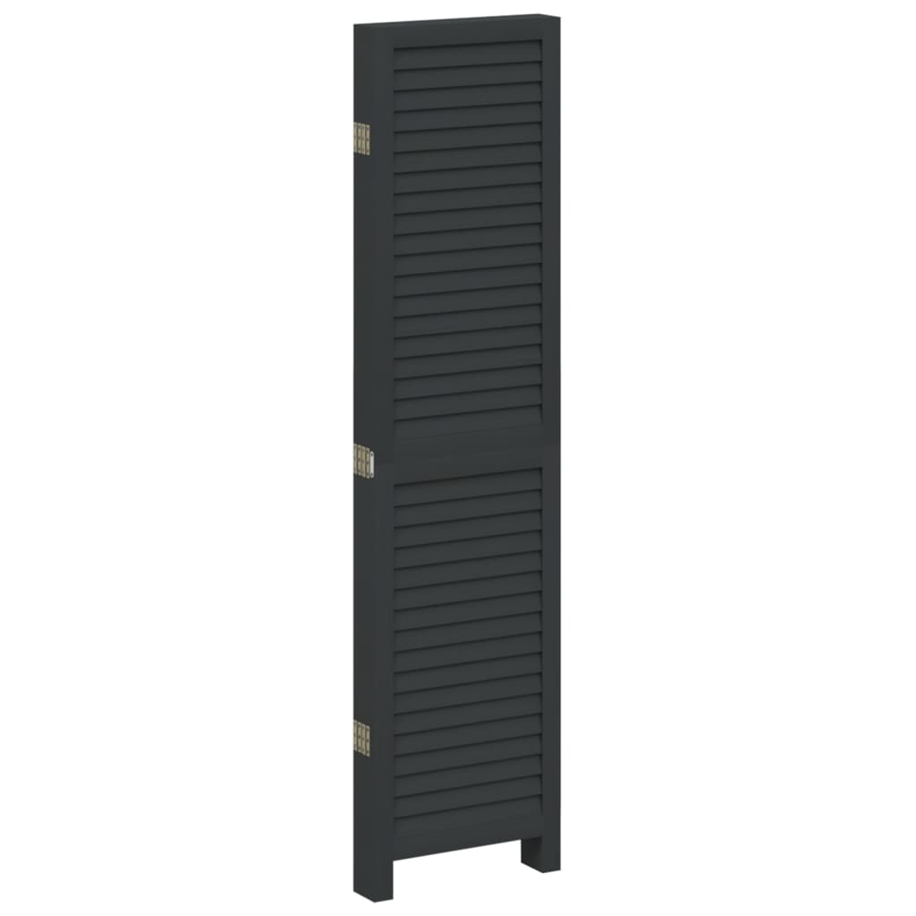 Elegant 5-Panel Black Paulownia Wood Room Divider