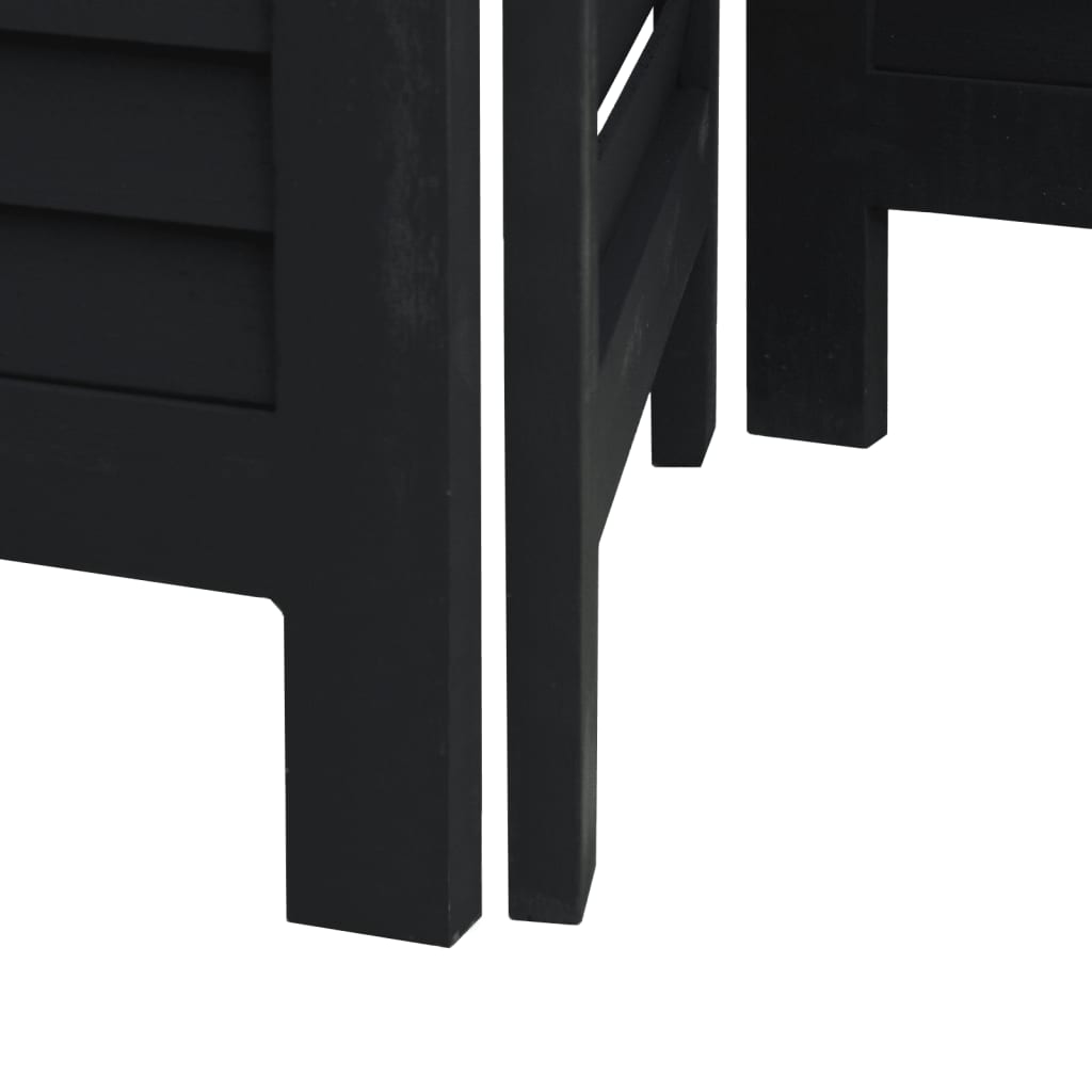 Elegant 5-Panel Black Paulownia Wood Room Divider
