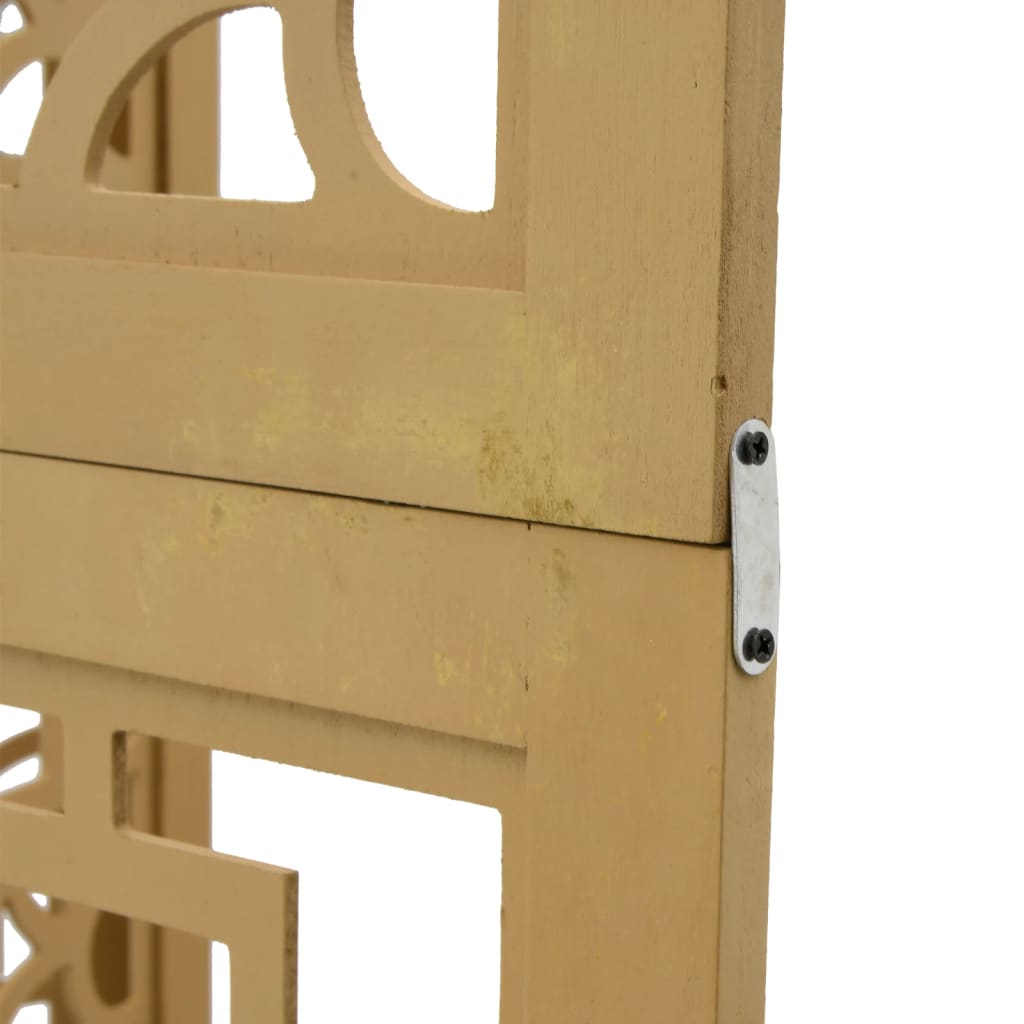 Brown Solid Wood 3-Panel Room Divider - Paulownia Finish