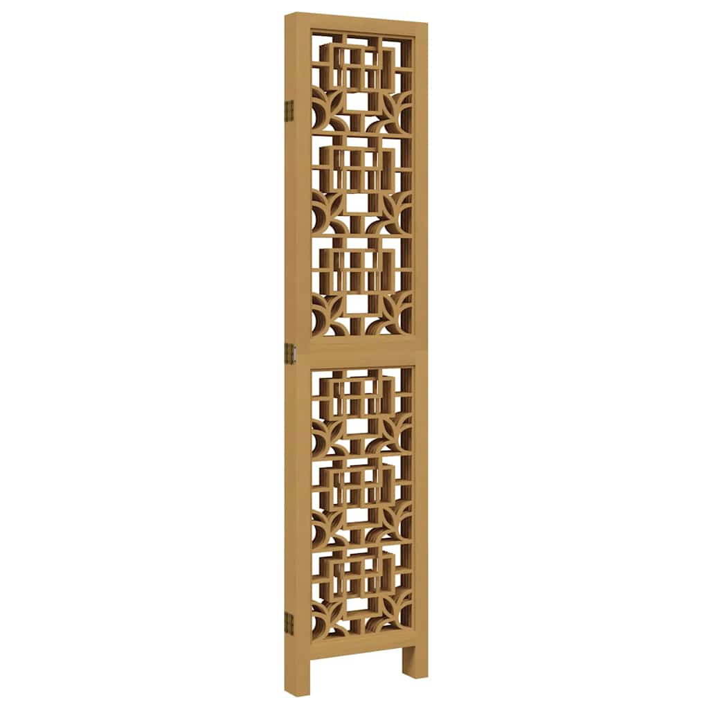 5-Panel Brown Solid Wood Paulownia Room Divider