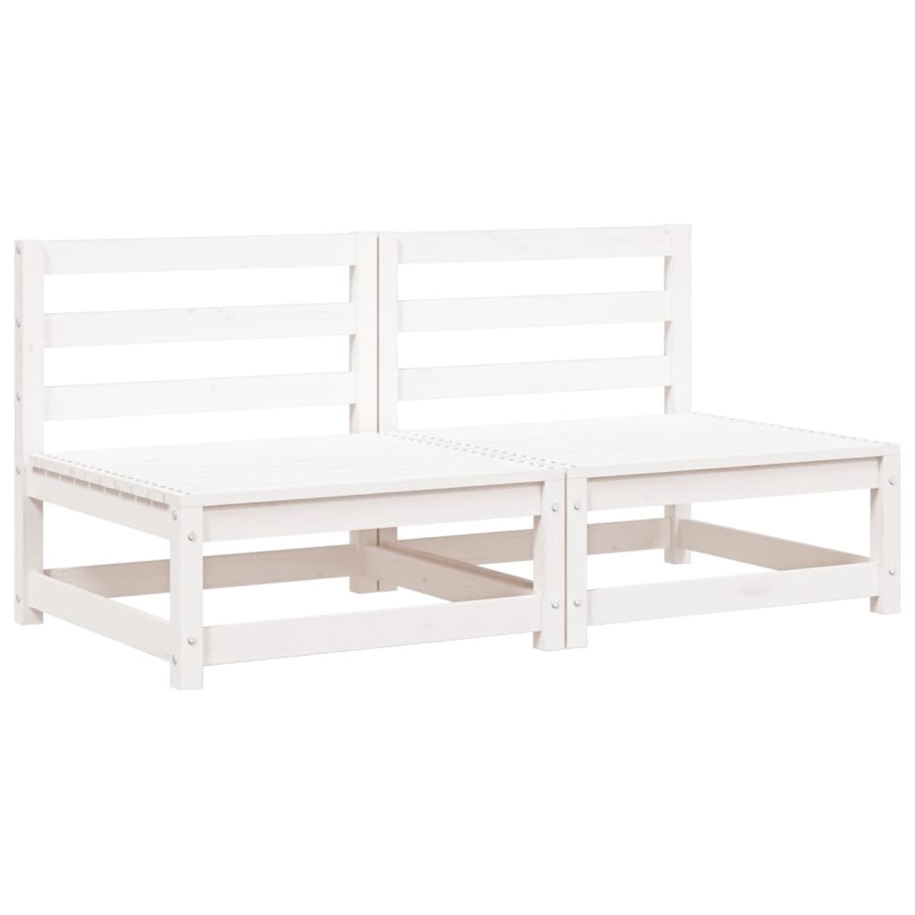 White Solid Pine Armless Garden Sofas - 2pcs, 70x70x67 cm