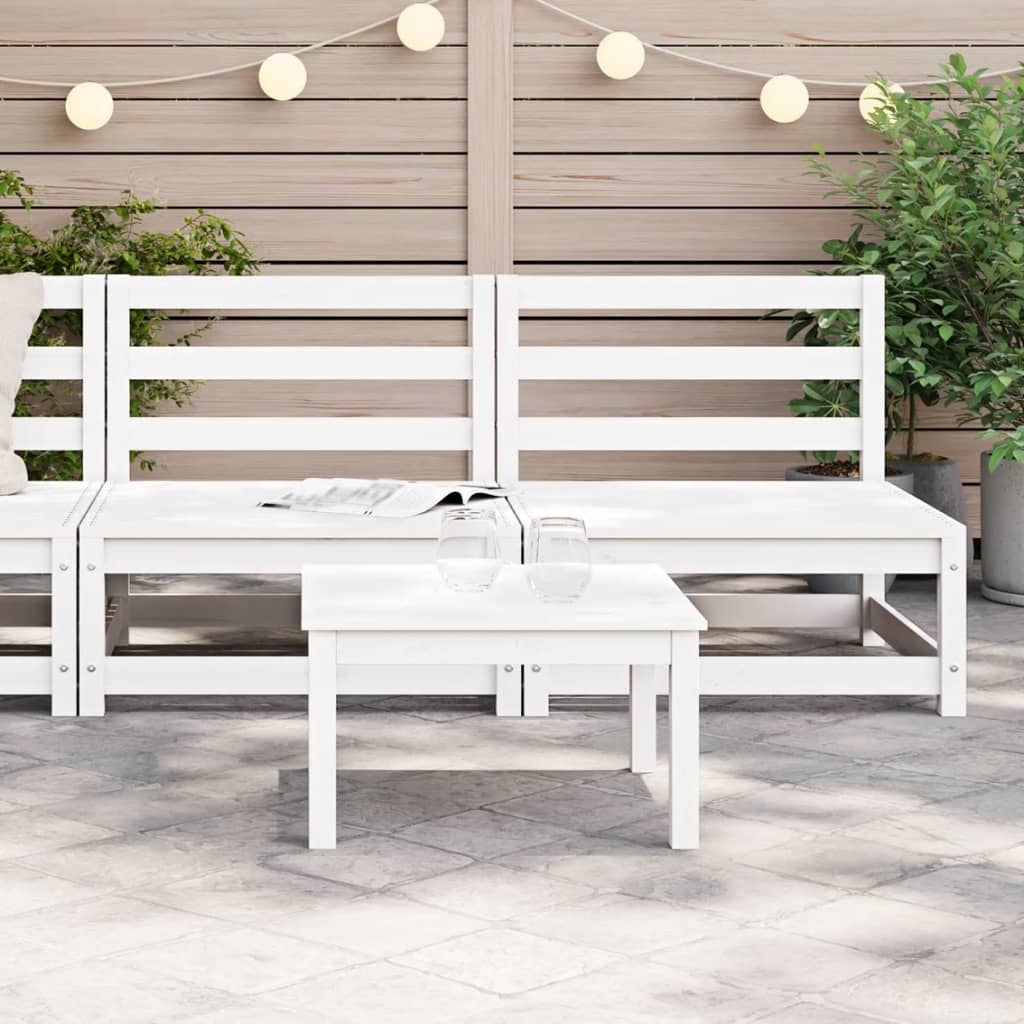 White Solid Pine Armless Garden Sofas - 2pcs, 70x70x67 cm