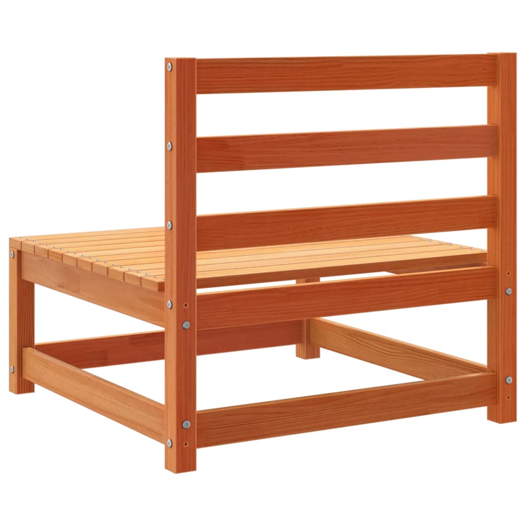 Armless 3-Piece Garden Sofa Set, Solid Pine Wood, Wax Brown