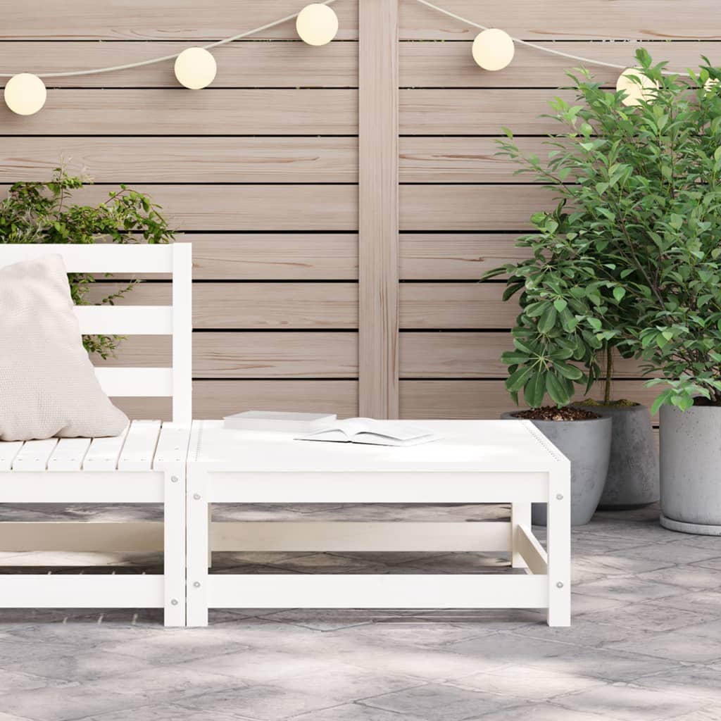 Solid Pine Garden Footstool - White, 70x70x30 cm
