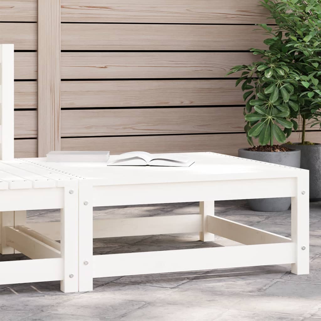 Solid Pine Garden Footstool - White, 70x70x30 cm
