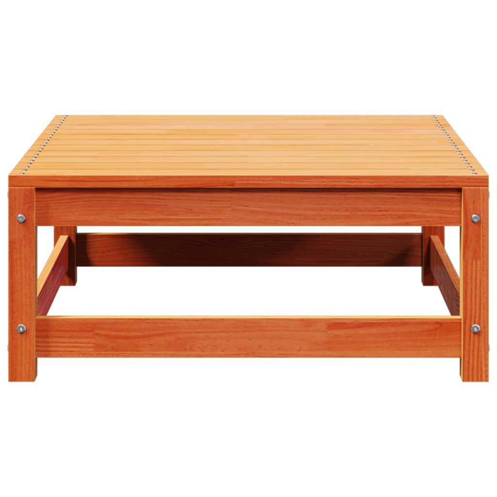 Wax Brown Solid Pine Garden Footstool 70x70x30 cm