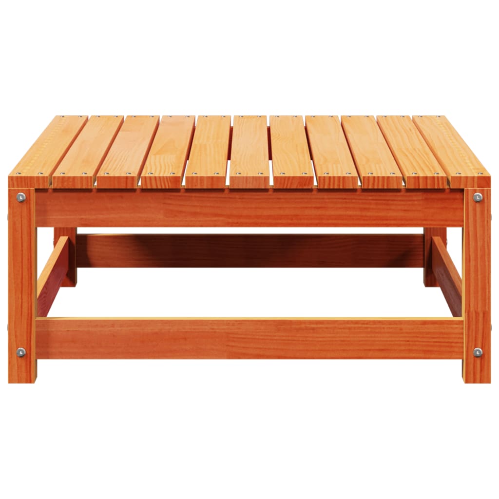 Wax Brown Solid Pine Garden Footstool 70x70x30 cm