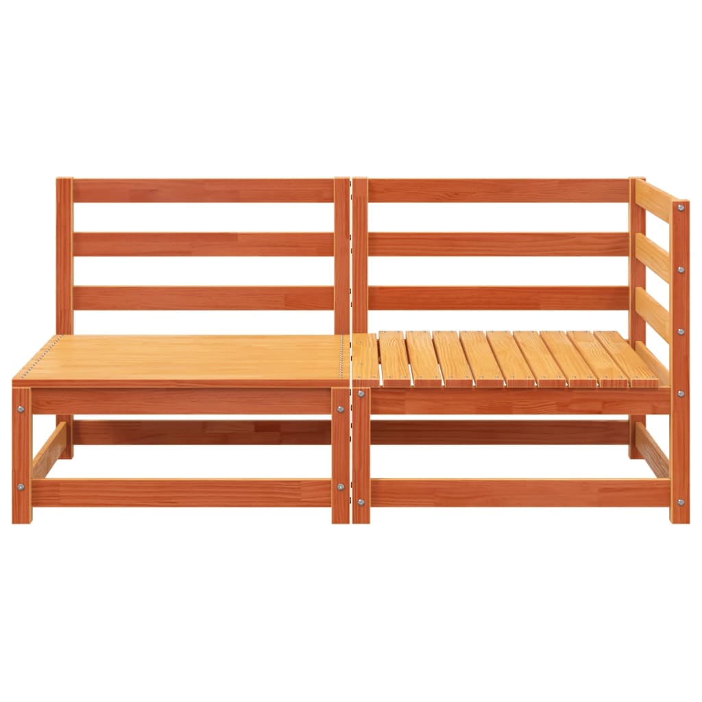 Wax Brown Solid Wood Pine 2-Seater Garden Sofa