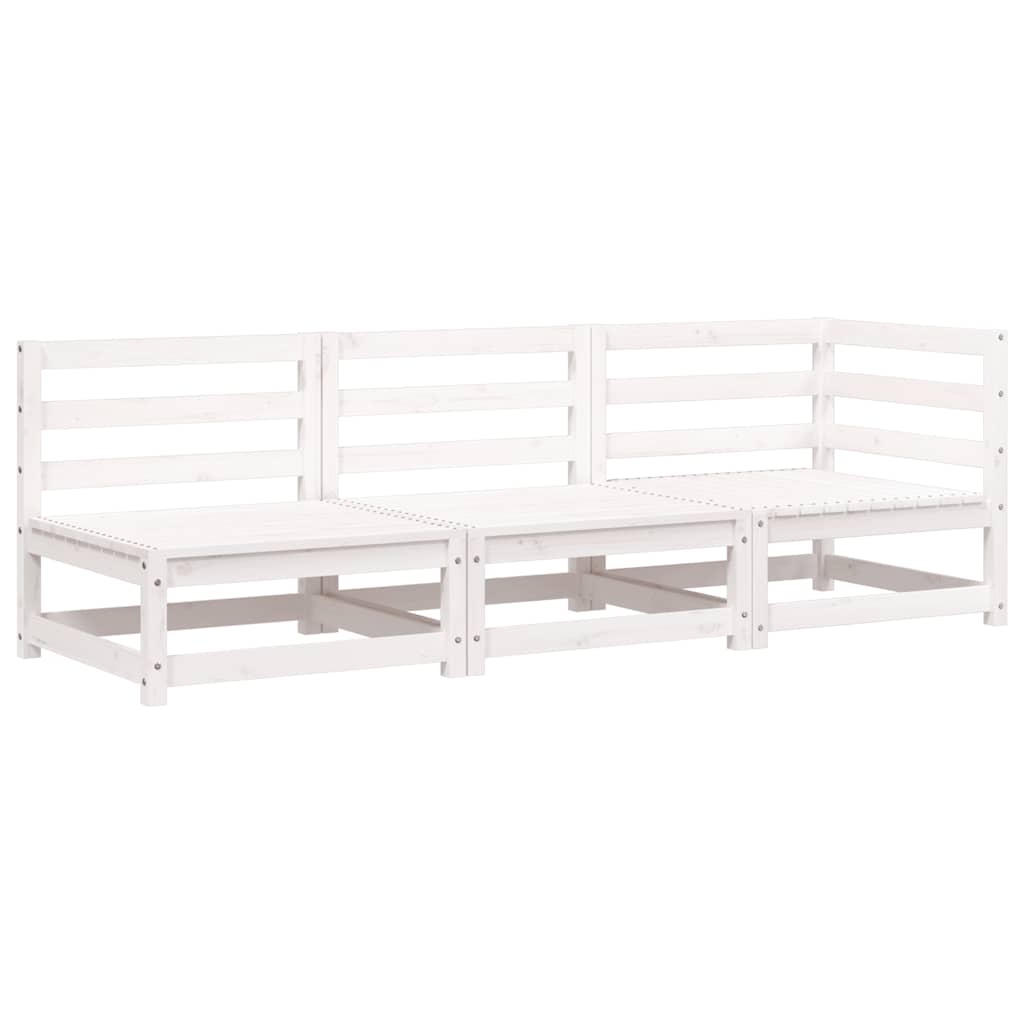 White 3-Seater Garden Sofa in Solid Pine Wood
