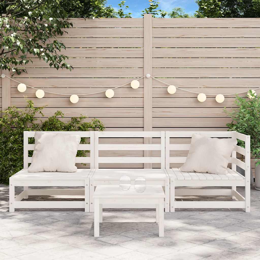 White 3-Seater Garden Sofa in Solid Pine Wood