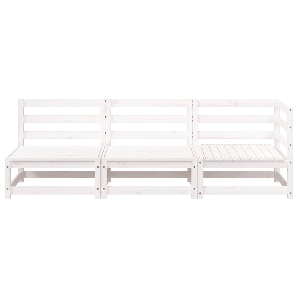 White 3-Seater Garden Sofa in Solid Pine Wood