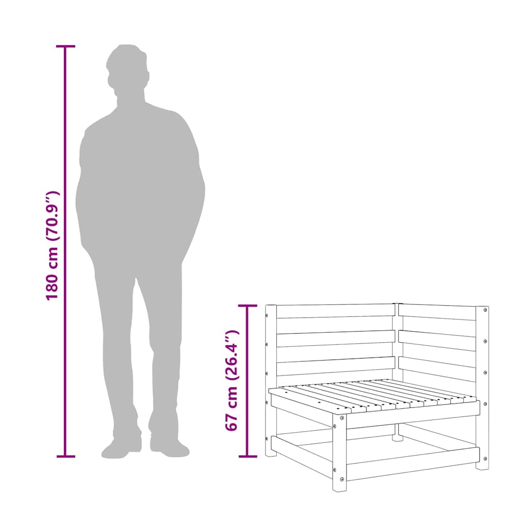3-Seater Garden Sofa in Impregnated Pine Wood