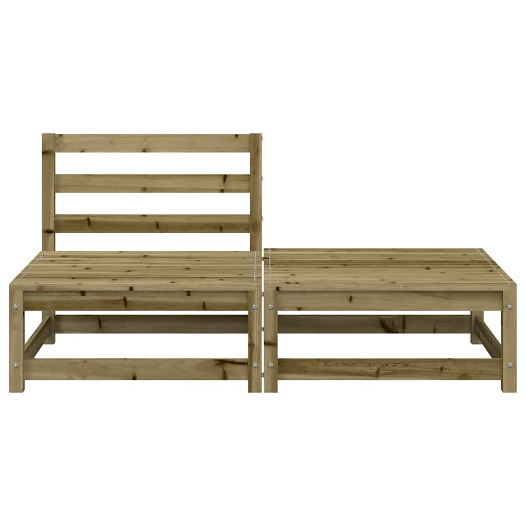 Armless Pine Wood Garden Sofa & Footstool - Weatherproof Design
