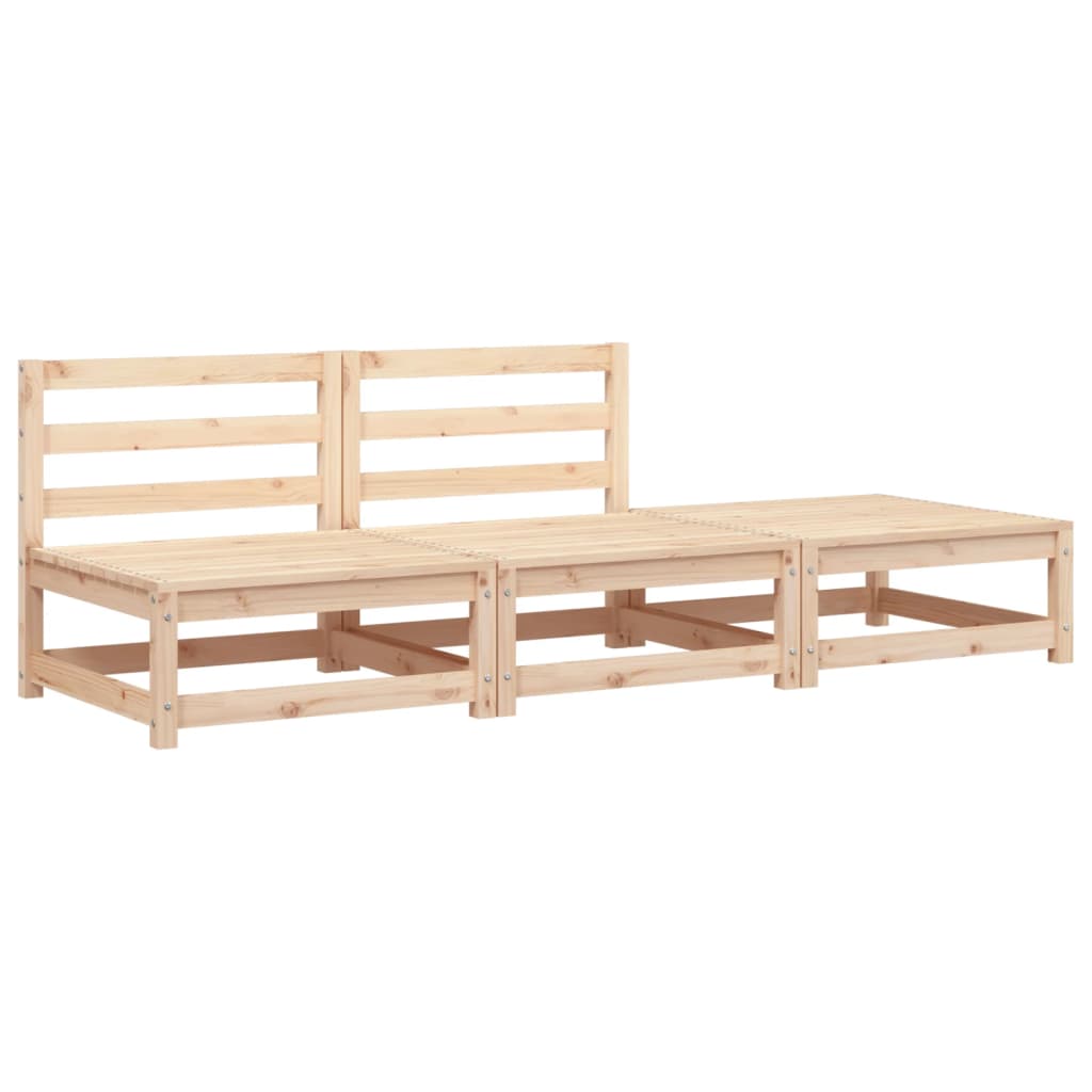 Armless Garden Sofa & Footstool Set - Solid Pine Wood Elegance