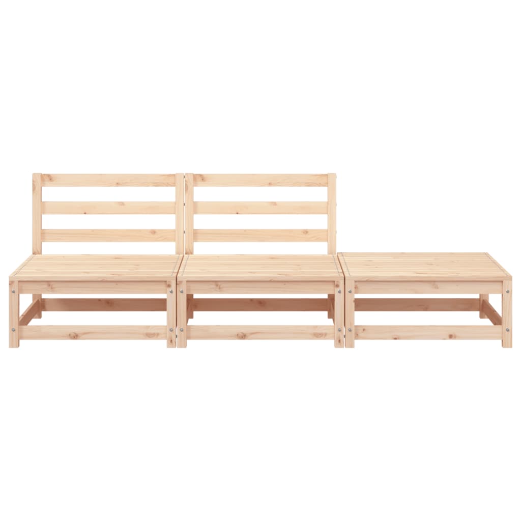 Armless Garden Sofa & Footstool Set - Solid Pine Wood Elegance
